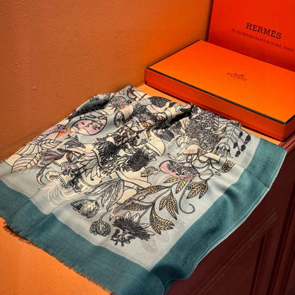 HERMES 25S SCARF 200 IN CASHMERE SILK 732071