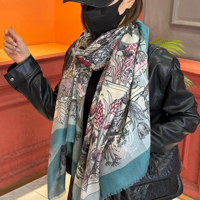 HERMES 25S SCARF 200 IN CASHMERE SILK 732071