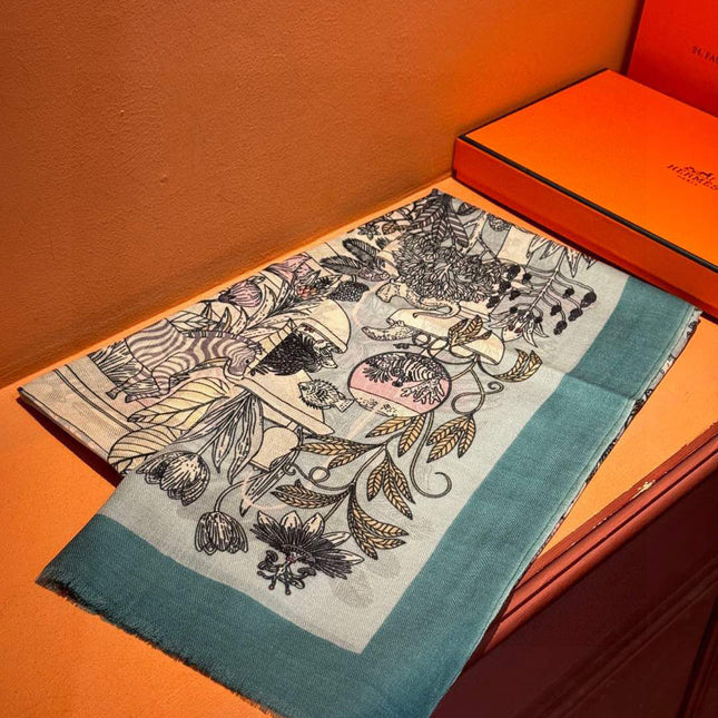 HERMES 25S SCARF 200 IN CASHMERE SILK 732071