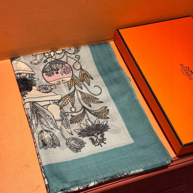 HERMES 25S SCARF 200 IN CASHMERE SILK 732071