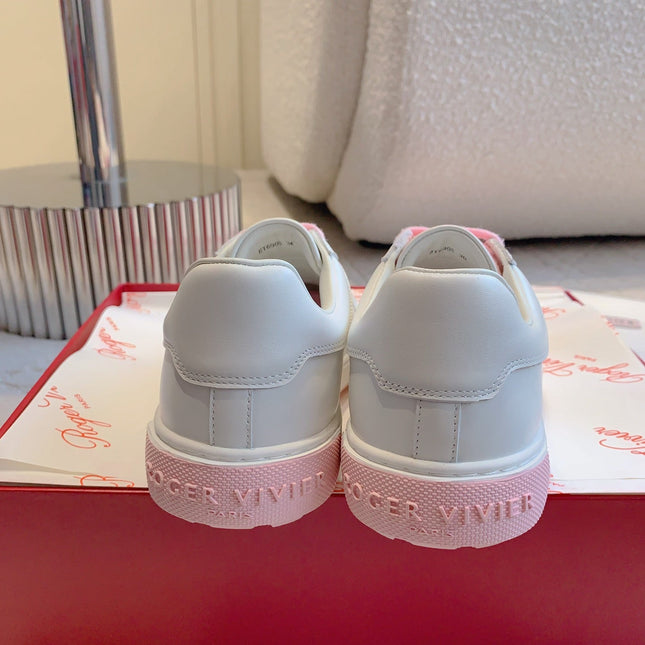 VIV' SKATE WHITE LEATHER SNEAKERS WITH PINK LACES AND CARTOON CHARMS