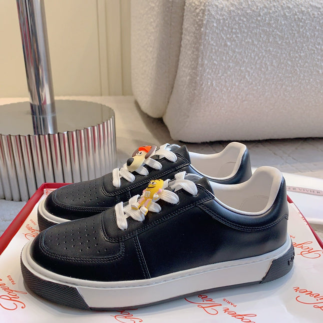 VIV' SKATE SNEAKERS IN BLACK CALFSKIN CARTOON CHARMS