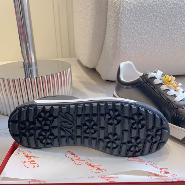 VIV' SKATE SNEAKERS IN BLACK CALFSKIN CARTOON CHARMS