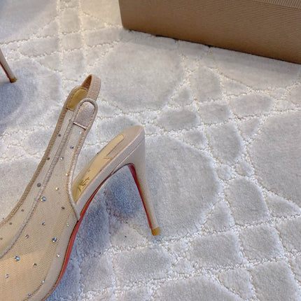 MISS Z SLINGBLACK PUMPS DAZZLING 85MM IN NUDE MESH AND STRASS