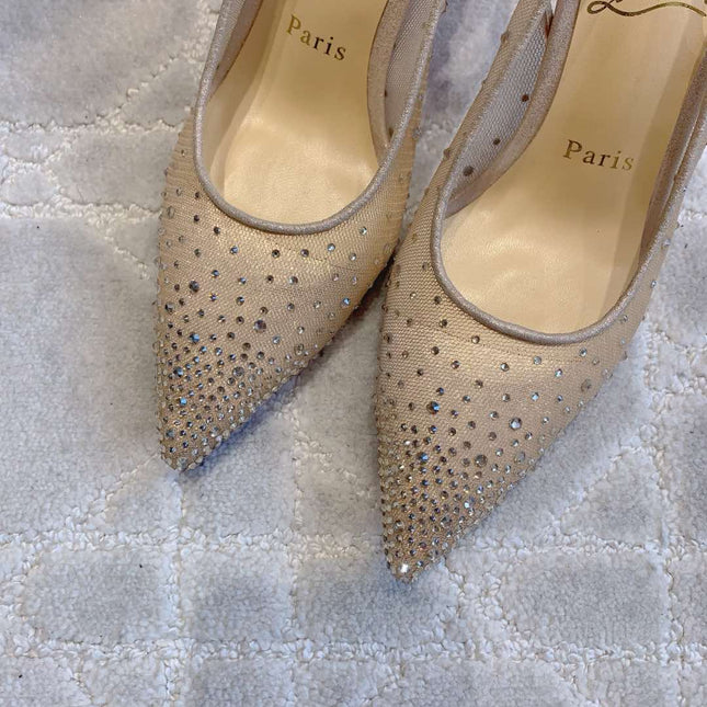 MISS Z SLINGBLACK PUMPS DAZZLING 85MM IN NUDE MESH AND STRASS