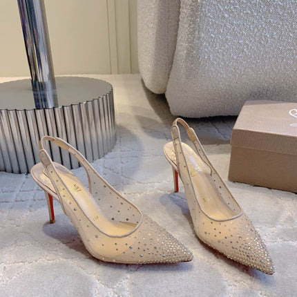 MISS Z SLINGBLACK PUMPS DAZZLING 85MM IN NUDE MESH AND STRASS