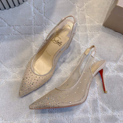 MISS Z SLINGBLACK PUMPS DAZZLING 85MM IN NUDE MESH AND STRASS