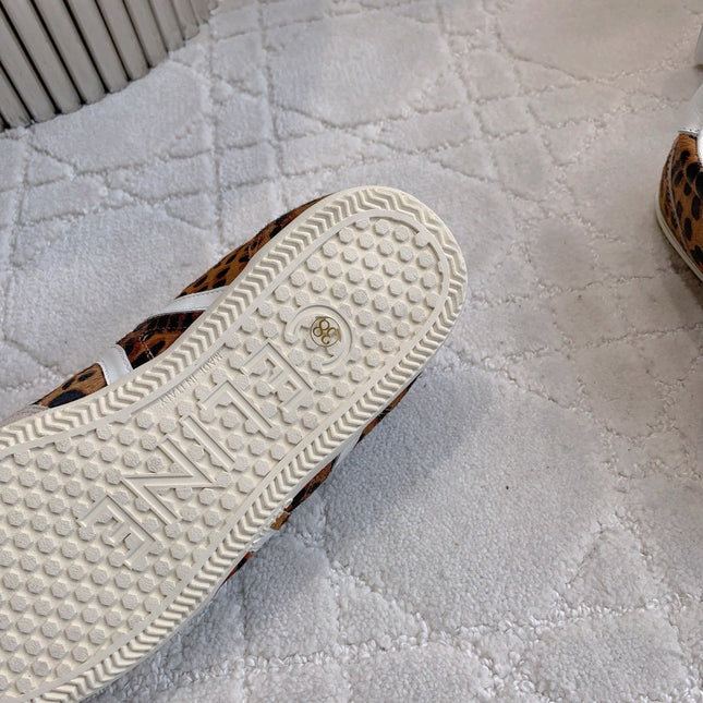 CELINE 25S JOGGER LOW LACE UP SNEAKER IN LEOPARD PRINT CALFSKIN AND SUEDE