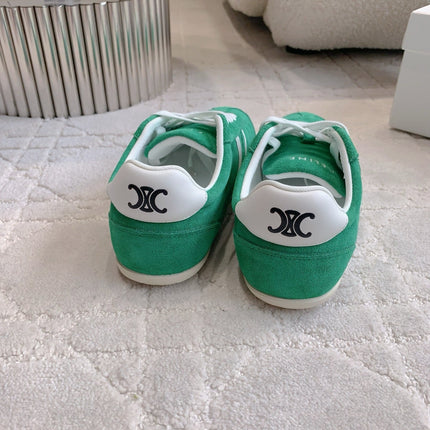 CELINE 25S JOGGER LOW LACE UP SNEAKER IN DEEP TEAL CALFSKIN AND SUEDE