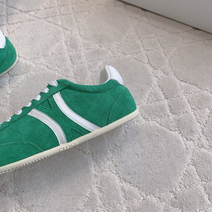 CELINE 25S JOGGER LOW LACE UP SNEAKER IN DEEP TEAL CALFSKIN AND SUEDE