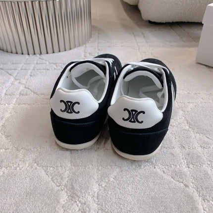 CELINE 25S JOGGER LOW LACE UP SNEAKER IN BLACK CALFSKIN AND SUEDE