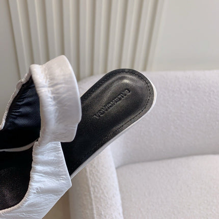 BALENCIAGA 25S HIGH SLINGBACK 35 MM IN WHITE LAMBSKIN WITH GOLD HARDWARE