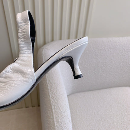 BALENCIAGA 25S HIGH SLINGBACK 35 MM IN WHITE LAMBSKIN WITH GOLD HARDWARE