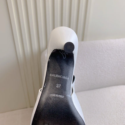 BALENCIAGA 25S HIGH SLINGBACK 35 MM IN WHITE LAMBSKIN WITH GOLD HARDWARE