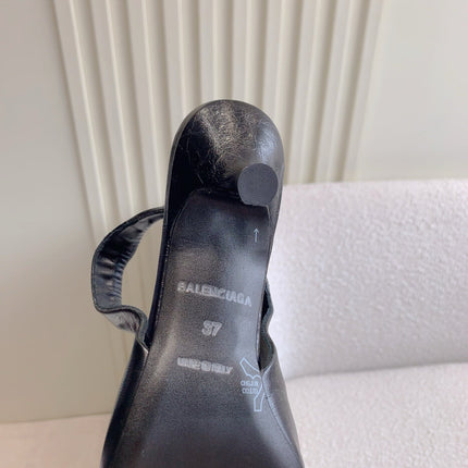 BALENCIAGA 25S HIGH SLINGBACK 35 MM IN BLACK LAMBSKIN WITH GOLD HARDWARE