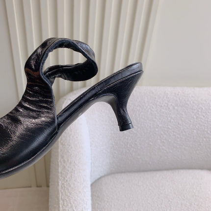 BALENCIAGA 25S HIGH SLINGBACK 35 MM IN BLACK LAMBSKIN WITH GOLD HARDWARE