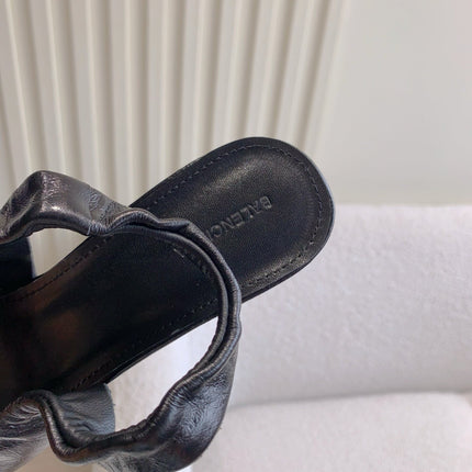 BALENCIAGA 25S HIGH SLINGBACK 35 MM IN BLACK LAMBSKIN WITH GOLD HARDWARE