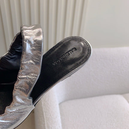 BALENCIAGA 25S HIGH SLINGBACK 35 MM IN SILVER LAMBSKIN WITH GOLD HARDWARE