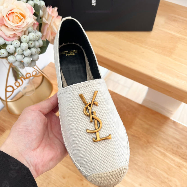 SL YVES LOGO SLIP ON CREAMY WHITE CANVAS