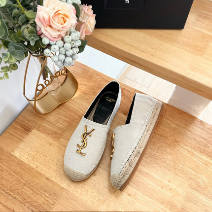 SL YVES LOGO SLIP ON CREAMY WHITE CANVAS