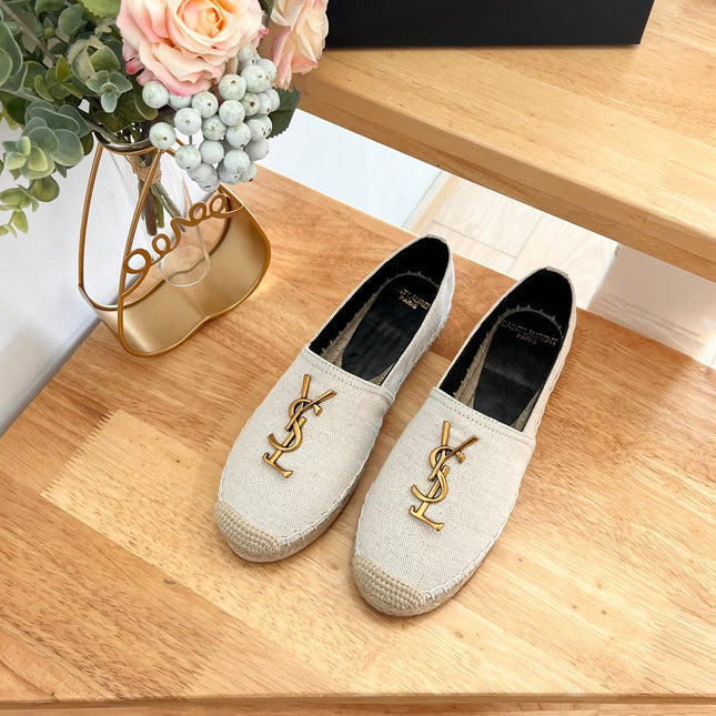 SL YVES LOGO SLIP ON CREAMY WHITE CANVAS