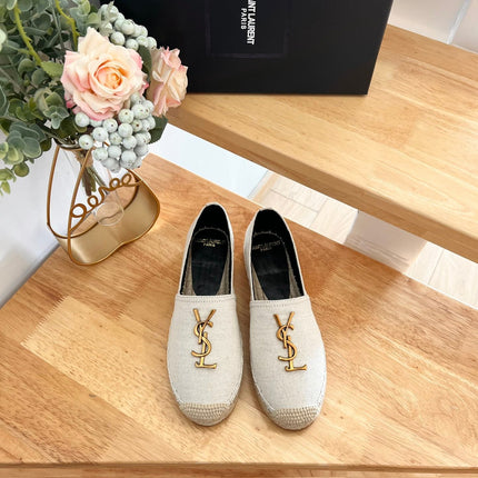 SL YVES LOGO SLIP ON CREAMY WHITE CANVAS