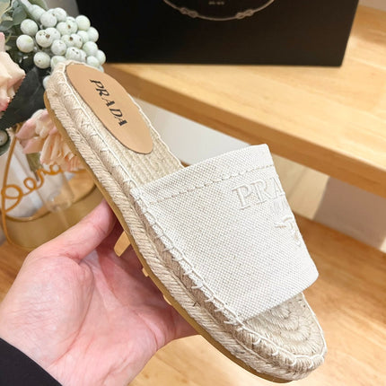 Pra Slide 20 Beige Velvet Sole Raffia