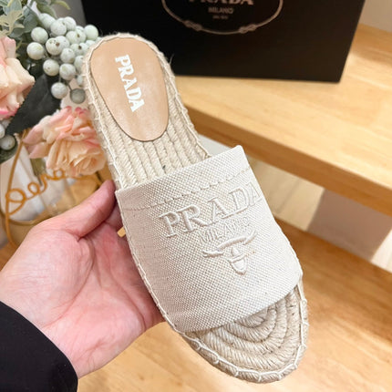 Pra Slide 20 Beige Velvet Sole Raffia