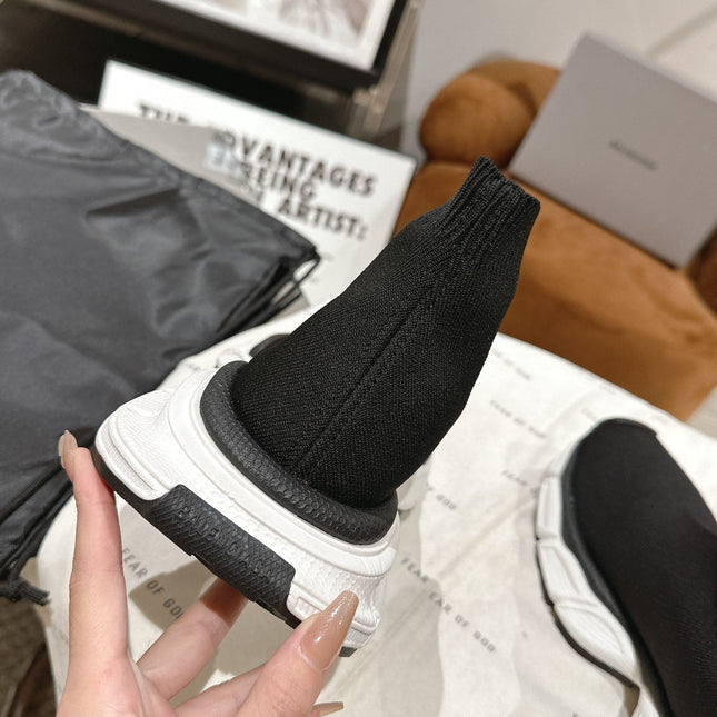 BALENCIAGA 25S SPEED TRAINER SNEAKERS 55 MM IN BLACK KNIT STYLE 1