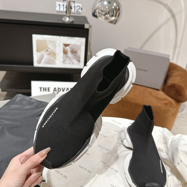 BALENCIAGA 25S SPEED TRAINER SNEAKERS 55 MM IN BLACK KNIT STYLE 1