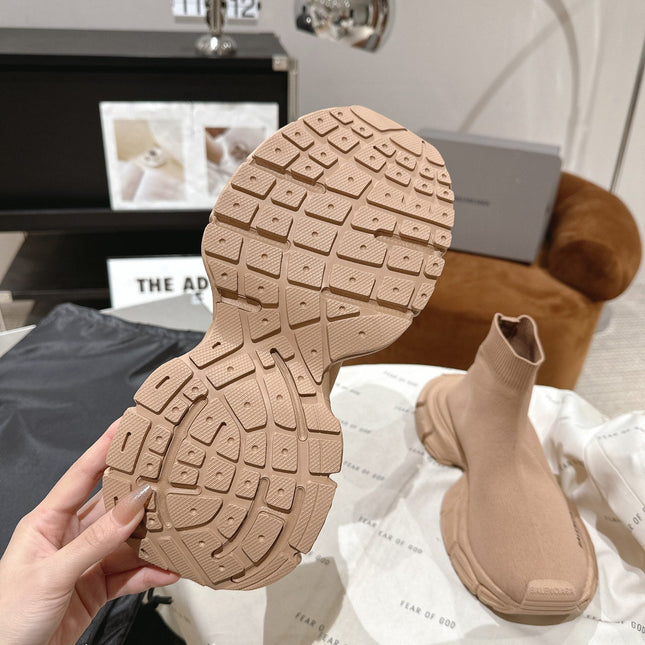 BALENCIAGA 25S SPEED TRAINER SNEAKERS 55 MM IN BEIGE KNIT