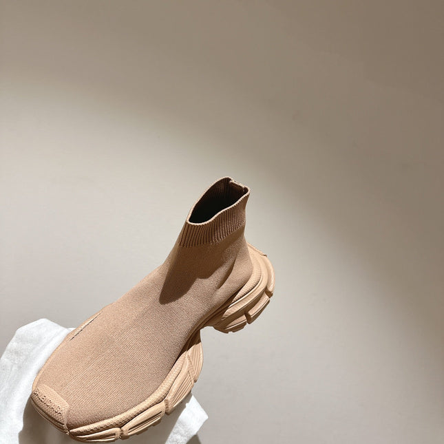 BALENCIAGA 25S SPEED TRAINER SNEAKERS 55 MM IN BEIGE KNIT