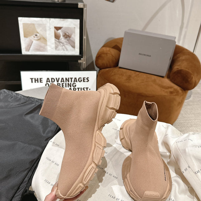 BALENCIAGA 25S SPEED TRAINER SNEAKERS 55 MM IN BEIGE KNIT