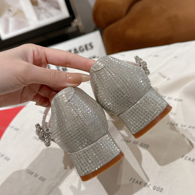 MINI TRES VIVIER STRASS BUCKLE BABIES BALLERINAS IN BEIGE CALFSKIN FULLY EMBELLISHED CRYSTALS