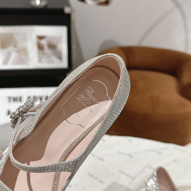 MINI TRES VIVIER STRASS BUCKLE BABIES BALLERINAS IN BEIGE CALFSKIN FULLY EMBELLISHED CRYSTALS