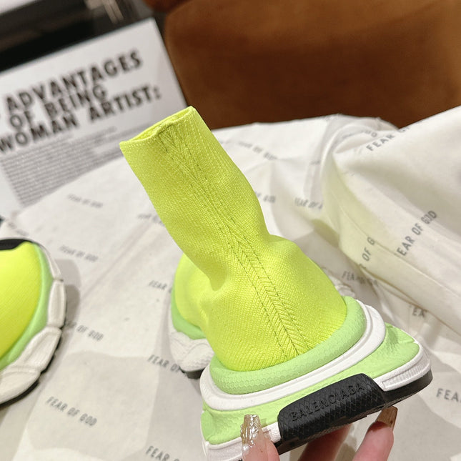 BALENCIAGA 25S SPEED TRAINER SNEAKERS 55 MM IN LIGHT LEMON YELLOW KNIT