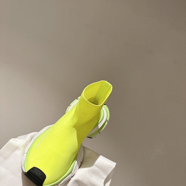 BALENCIAGA 25S SPEED TRAINER SNEAKERS 55 MM IN LIGHT LEMON YELLOW KNIT