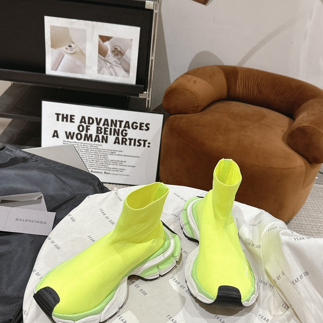 BALENCIAGA 25S SPEED TRAINER SNEAKERS 55 MM IN LIGHT LEMON YELLOW KNIT