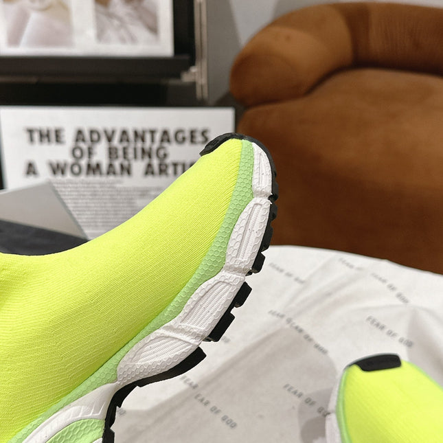 BALENCIAGA 25S SPEED TRAINER SNEAKERS 55 MM IN LIGHT LEMON YELLOW KNIT