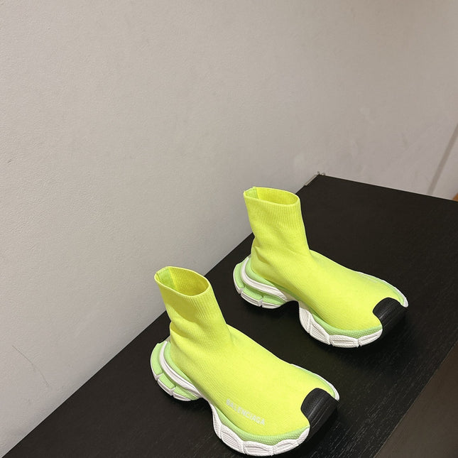 BALENCIAGA 25S SPEED TRAINER SNEAKERS 55 MM IN LIGHT LEMON YELLOW KNIT