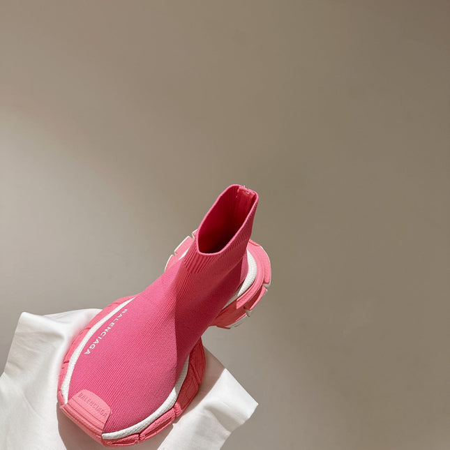 BALENCIAGA 25S SPEED TRAINER SNEAKERS 55 MM IN PINK KNIT