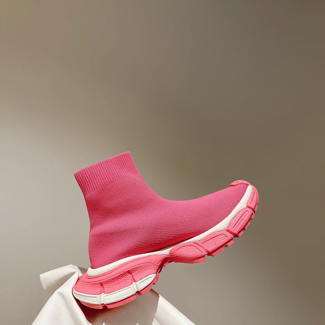 BALENCIAGA 25S SPEED TRAINER SNEAKERS 55 MM IN PINK KNIT