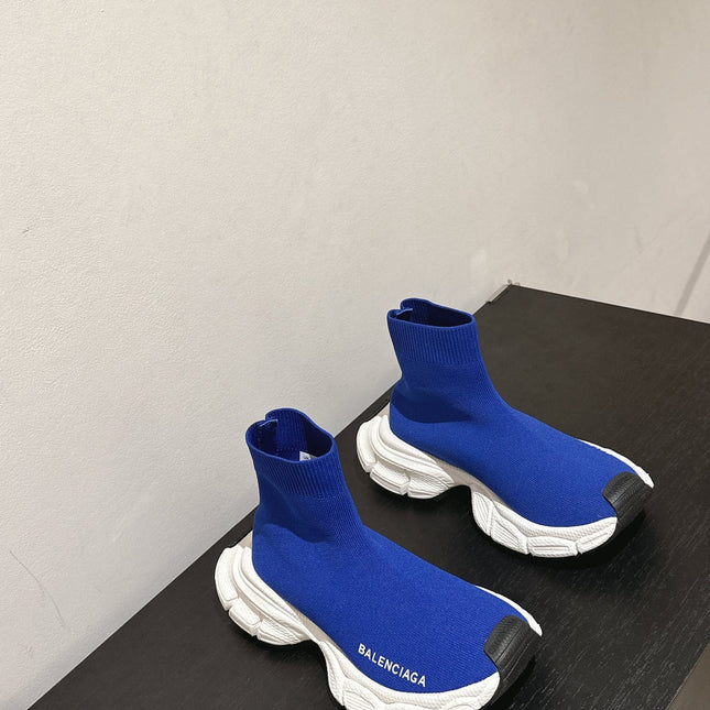 BALENCIAGA 25S SPEED TRAINER SNEAKERS 55 MM IN BLUE KNIT