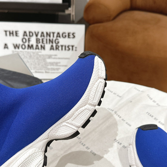 BALENCIAGA 25S SPEED TRAINER SNEAKERS 55 MM IN BLUE KNIT