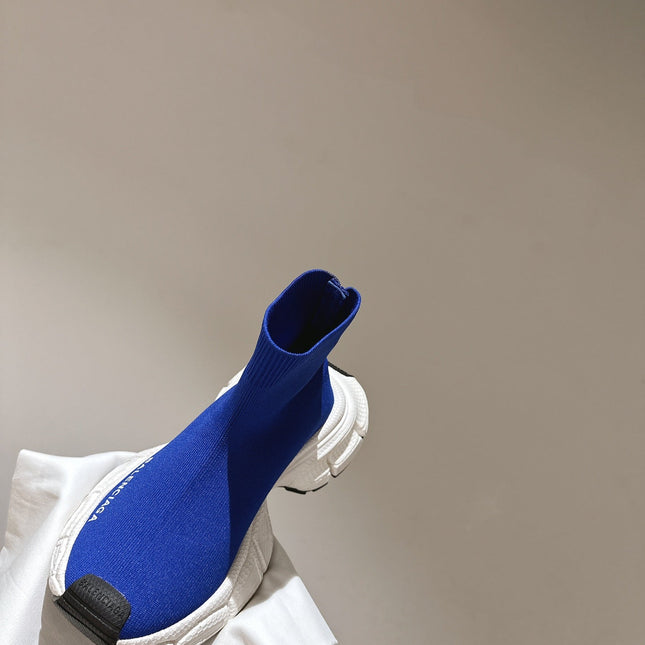 BALENCIAGA 25S SPEED TRAINER SNEAKERS 55 MM IN BLUE KNIT