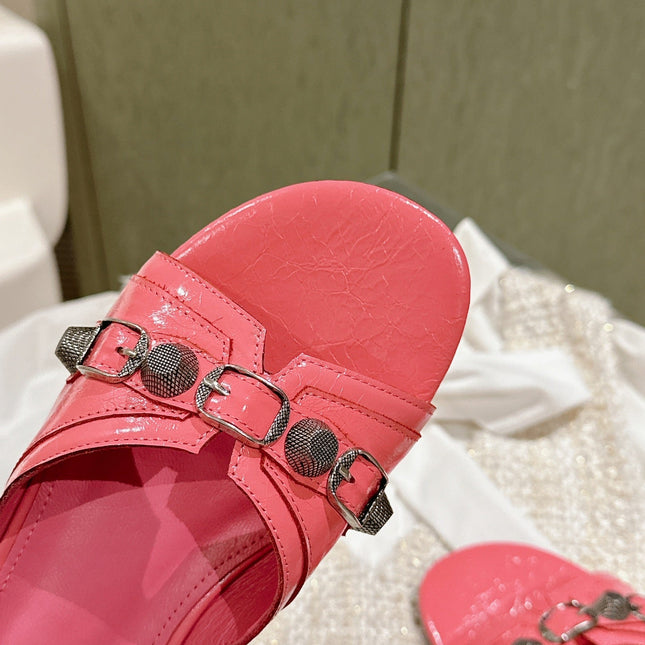 CAGOLE FLAT SANDALS IN ROMAN PINK WAX-OIL SHEEPSKIN