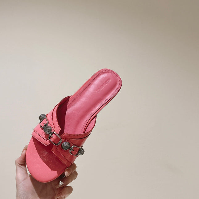 CAGOLE FLAT SANDALS IN ROMAN PINK WAX-OIL SHEEPSKIN