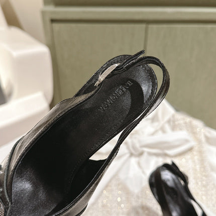 CAGOLE HIGH SLINGBACK IN BLACK GLOSSY CALFSKIN