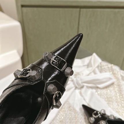 CAGOLE HIGH SLINGBACK IN BLACK GLOSSY CALFSKIN