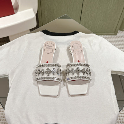 TRUMPET METALLIC MULES IN WHITE SMOOTH CALFSKIN WITH EMBELLISHED BUCKLE